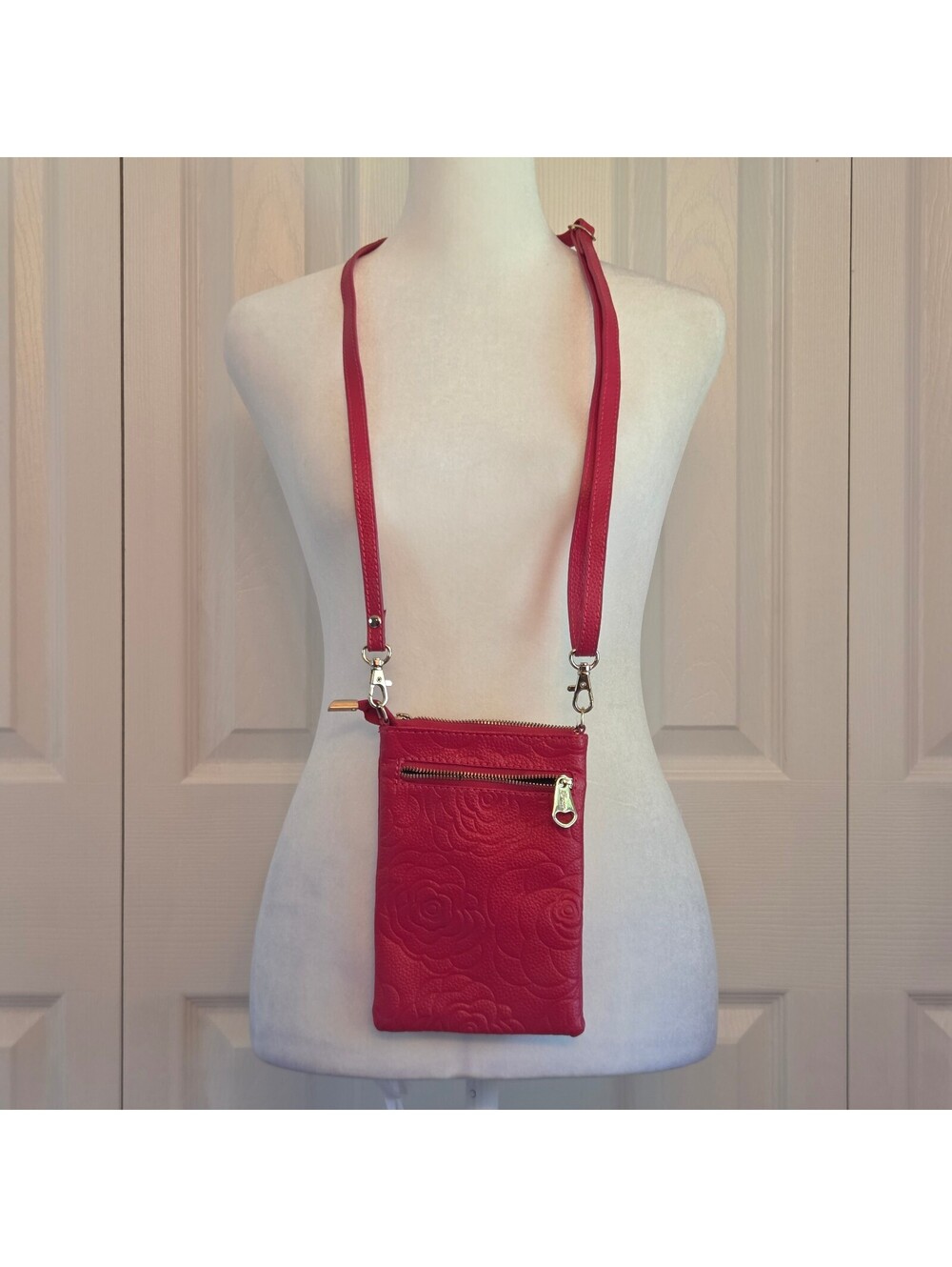 Rose Magenta Pink Floral Shoulder Bag / Retro Crossbody Bag